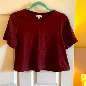 Boxy burgundy crop top